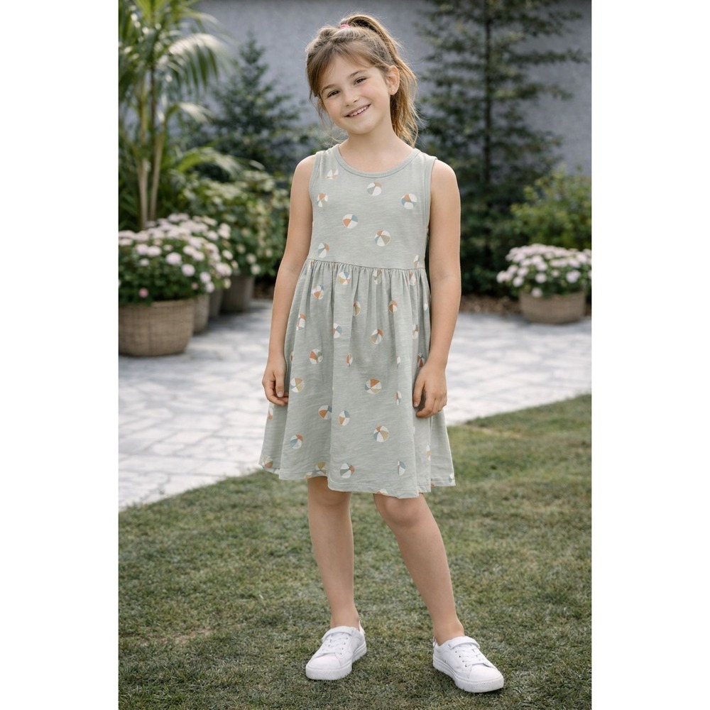 RYLEE + CRU‎ Girls Dress 8-9Y Beach Ball Print Sleeveless 100% Cotton